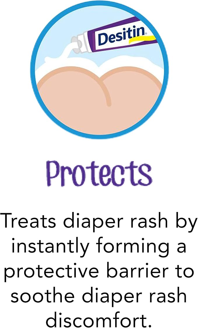 Desitin Maximum Strength Baby Diaper Rash Cream with 40% Zinc Oxide for Treatment, Relief & Prevention, Hypoallergenic, Phthalate- & Paraben-Free Paste, Travel Size, 2 oz (Pack of 6)