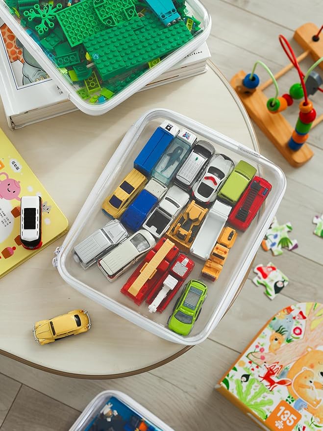 3PCS Clear Hard Shell Case Double Zippered, Diaper Bag Organizing Pouches, Waterproof Cosmetic Bag, Kid's Toy Storage Organizer Bins, Pencil Case, Halloween Thanksgiving Storage Bins