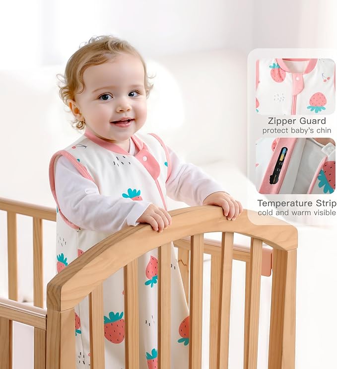 1.0 Tog 2.5 Tog Baby Sleep Sack, 100% Cotton Baby Sleeping Bag 3-24M, 2-Way Zipper Baby Wearable Blanket
