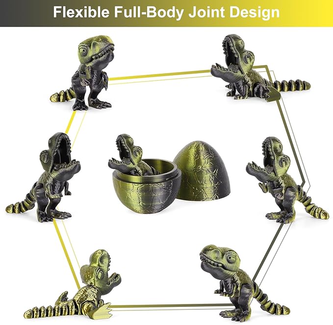 3D Printed Dragon Kids Dinosaur Toys 3D Printed Fidget Toys, Articulated Dragon Egg, 3D Dragon, Home Office Decor Executive Desk Toy 3D Printed Dragon Eggs with Dragon Inside (Black - Cyan)