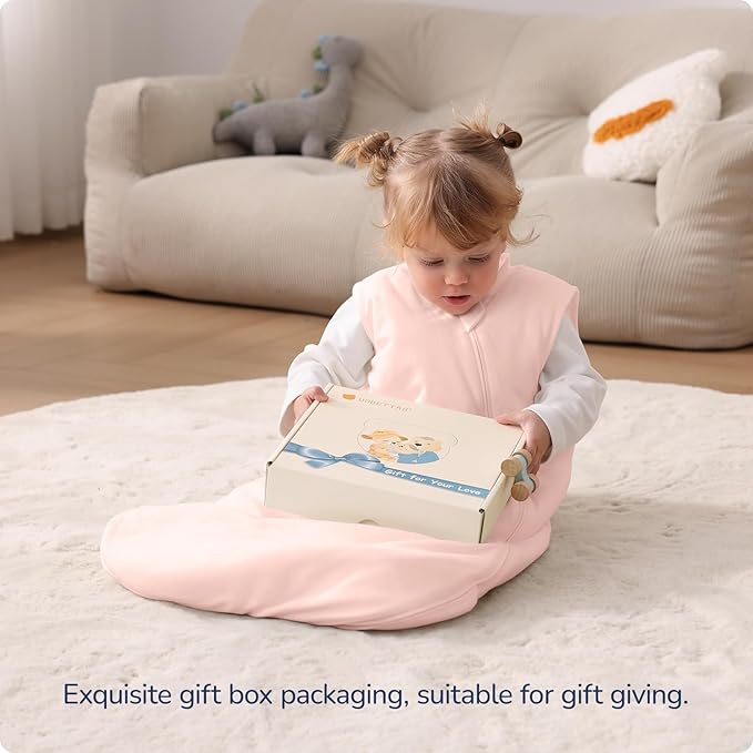 1.0 Tog 2.5 Tog Baby Sleep Sack, 100% Cotton Baby Sleeping Bag 3-24M, 2-Way Zipper Baby Wearable Blanket