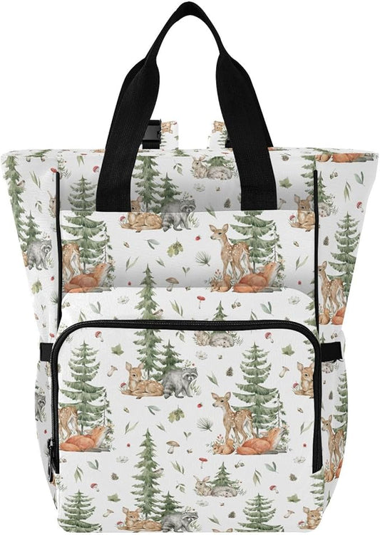 Emelivor Forest Animals Diaper Bag Backpack Large Capacity Travel Baby Bags Backpack Diaper Bags for Boy Girl Travel Mom Women Boys Girls