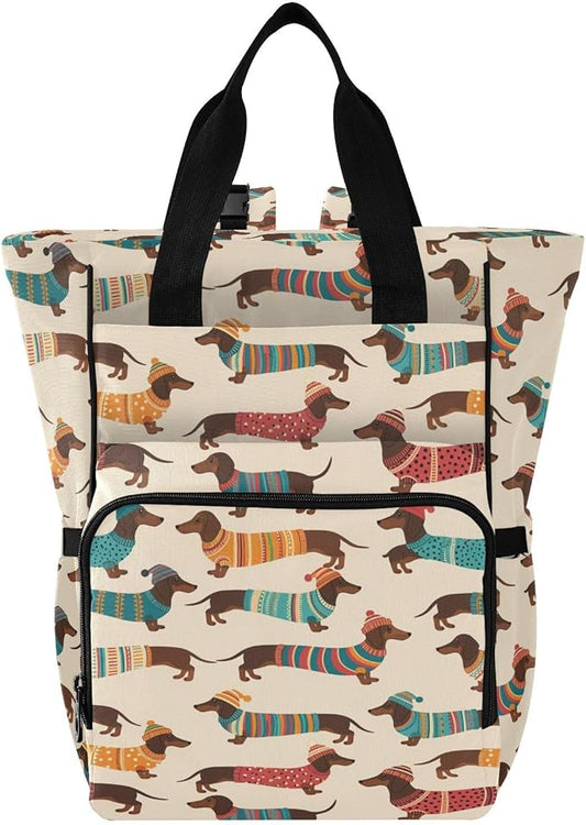 Emelivor Sweater Dogs Cute Diaper Bag Backpack Large Capacity Travel Baby Bags Backpack Diaper Bags for Boy Girl Travel Mom Women Men