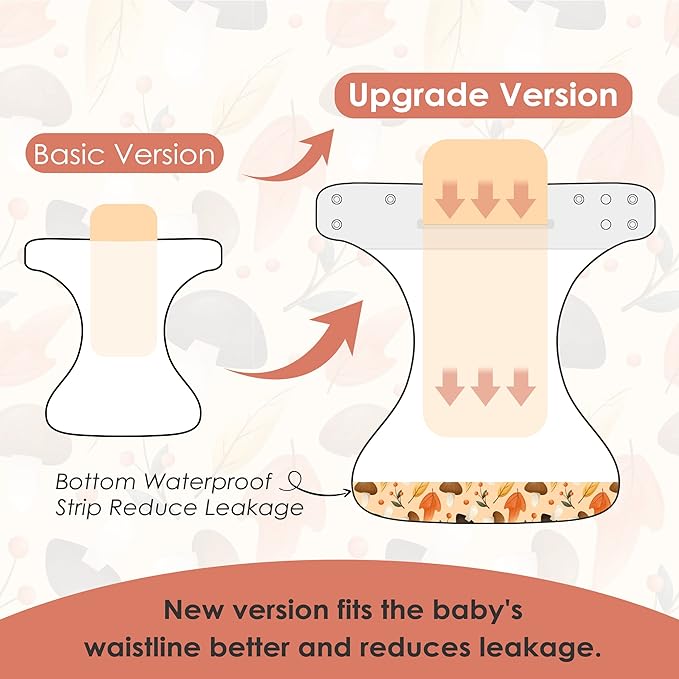 wegreeco Cloth Diapers 5 Pack with 5 Inserts, Washable Cloth Diapers for Babies, One Size Adjustable Reusable (Pink Girly)