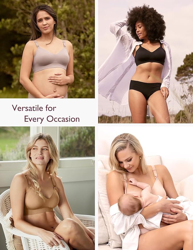 Momcozy Nursing Bras for Breastfeeding, YN21 Seamless Ultra Comfort Maternity Bra, Natural Shape, Pregnancy Sleep Bralette