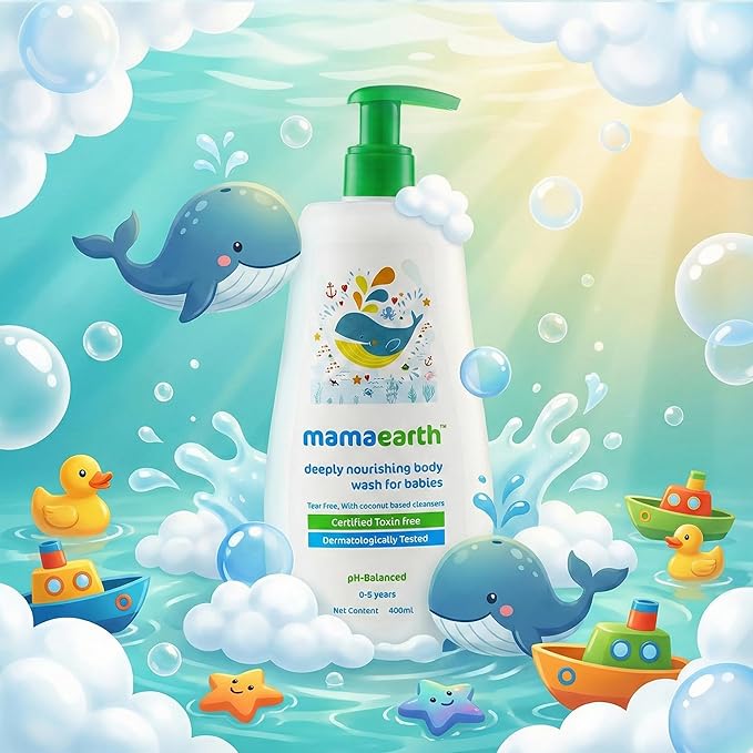 Mamaearth Deeply Nourishing Baby Body Wash | Tear Free Formula with Natural Cleansers | Hydrating Coconut & Jojoba Oil | Moisturizes Delicate Skin of Babies | 13.53 Fl Oz (400ml)