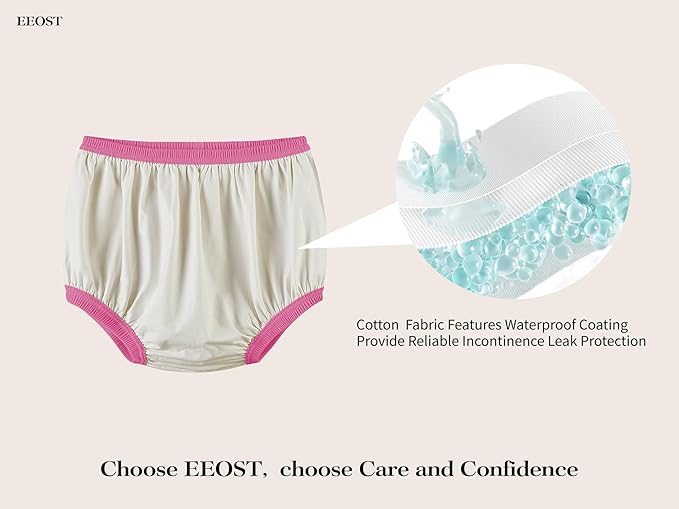 Adult Diaper Cover for Incontinence Noiseless Leak-Protection Underwear Plastic Pants Over Diapers Waterproof Rubber Pants (Pink, L(Woman Size))