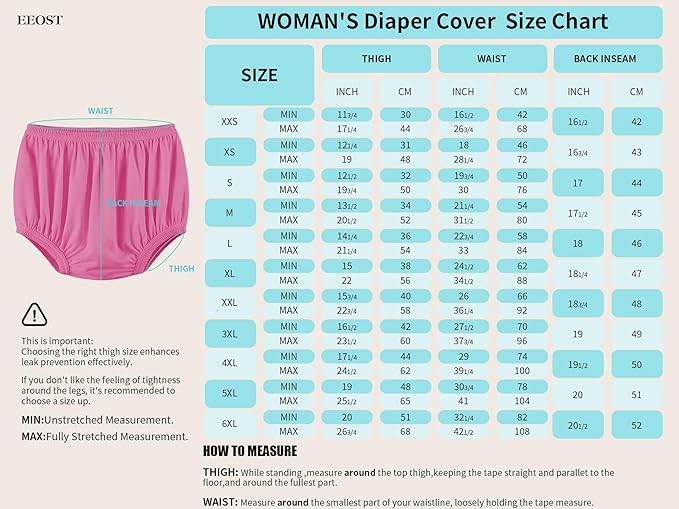 Adult Diaper Cover for Incontinence Noiseless Leak-Protection Underwear Plastic Pants Over Diapers Waterproof Rubber Pants (Pink, L(Woman Size))