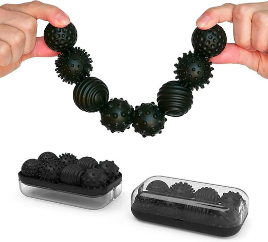 ONO Signets – Silicone Magnetic Balls with Textured Dimples, Bumps, and Waves | Fun to Play with Fidget Toy for Adults | Help Relieve Stress, Anxiety, Tension (Onyx, Set of 8)