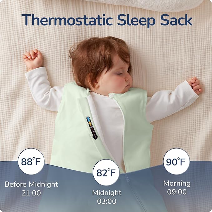 1.0 Tog 2.5 Tog Baby Sleep Sack, 100% Cotton Baby Sleeping Bag 3-24M, 2-Way Zipper Baby Wearable Blanket