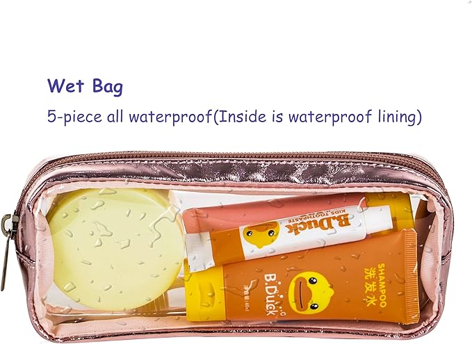 TSA Approved 5-Piece Diaper Bag Organizer Pouch Set Clear Waterproof TPU Kids Toiletry Storage Set Travel Packing Clutch Cube Bags for Baby Nursing