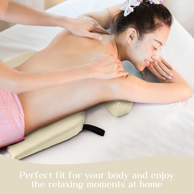 EASY SPA Massage Table Breast Pillow Upgraded for Larger Bust Sizes(AA-С+), Wedge Cushion, Comfort Bolster Wedge, Prone Pillow (Cream White) for Sleep or After Surgery