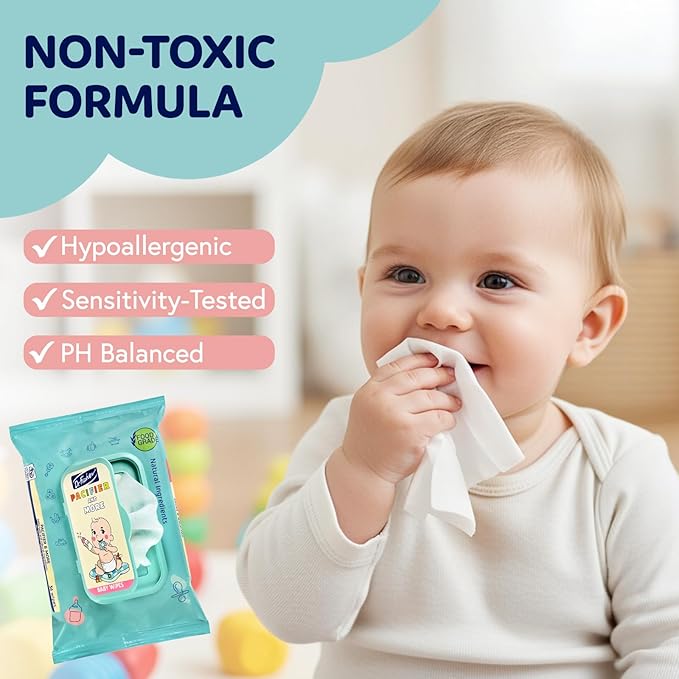 Dr. Fischer Pacifier Wipes, 100% Food Grade, Non-toxic for Bottles, Paci, Toys, Pumps, and More