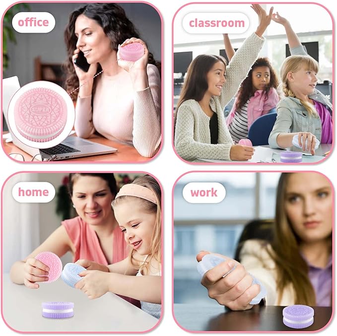 Sticky Cookie Squishies Fidget Toys Adults, Squeeze Toys Sensory Toys for Kids with Autism, Stress Balls for Adults Fidgets Birthday Gifts Party Favors for Kids(12 Pack Pink Black Green Purple)