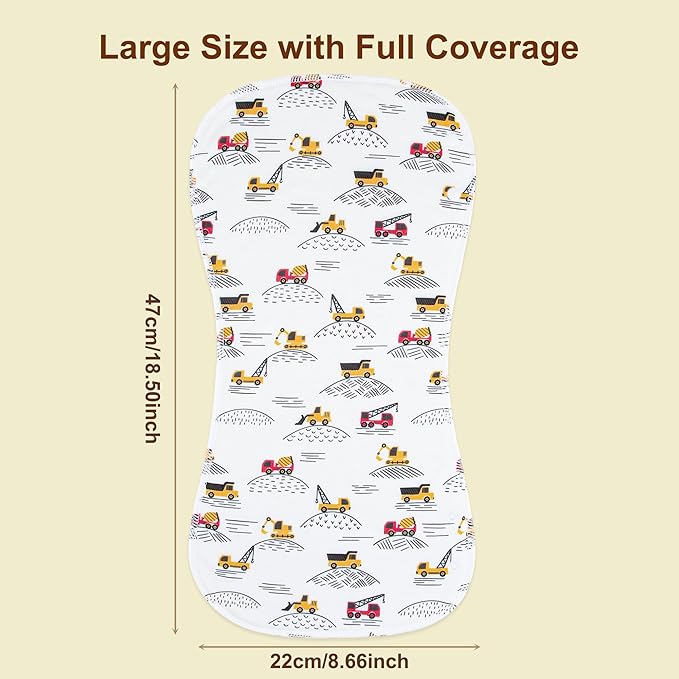 2-in-1 Burp Cloths and Baby Bibs - 6 Pack Large Super Absorbent Soft Cotton Burping Cloths for Spit Up, 3 Layers Thick Baby Burp Rags for Girls & Boys