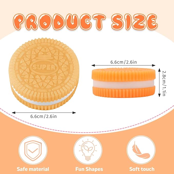 Sticky Cookie Squishies Fidget Toys Adults, Squeeze Toys Sensory Toys for Kids with Autism, Stress Balls for Adults Fidgets Birthday Gifts Party Favors for Kids(2 Pack Golden Brown)