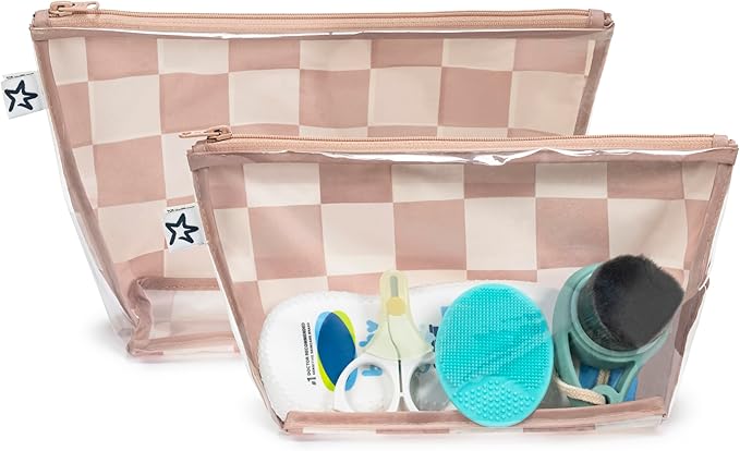 Tiny Twinkle Mess-Proof Travel Bags | TSA Airline Compliant, Zipper Closure, Clear Front Pouch, Diaper Bag Packing, Toiletry or Makeup Cosmetics Organizer