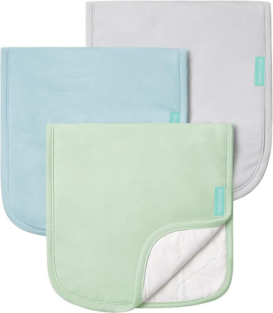 PurComfy Supersoft Burp Cloths, Premium Bamboo Viscose Baby Burp Cloths, Absorbent & Skin-Friendly, Large 21” x 10”, Unisex Baby Essentials for Feeding, Spit-Up, 3-Pack