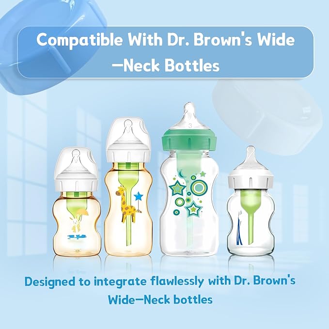 8pcs Wide Bottle Caps Compatible for Wide-Neck Natural Flow Dr Brown Bottles,BPA Free Travel and Storage Baby Bottle Lids Replacement Parts with Sealing Gasket for Baby Bottles Accessory (White)