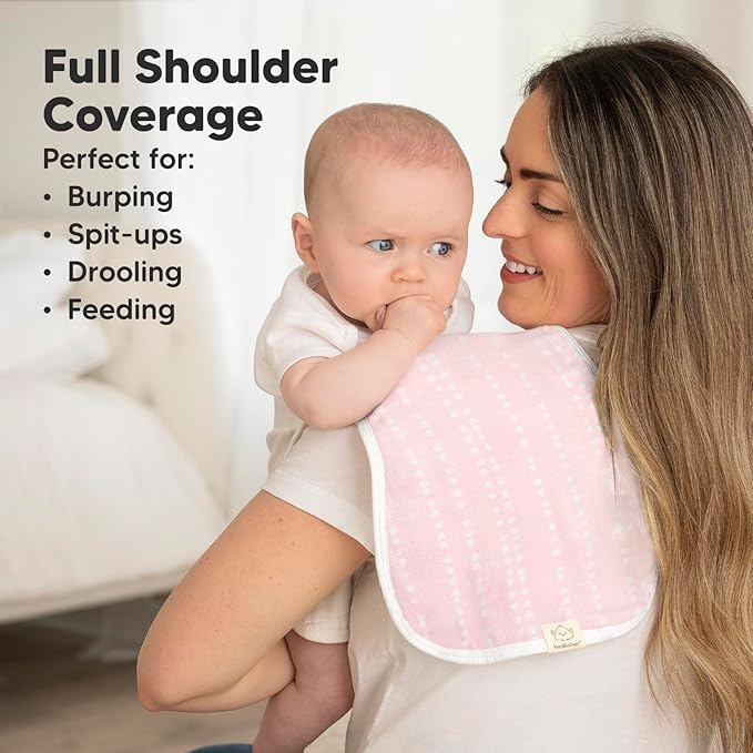 5-Pack Muslin Burp Cloths Baby Boy, Girl - Very Absorbent Baby Burp Cloth Rags, 8-Layers Viscose Derived from Bamboo Cotton Muslin Towel, Super Soft Spit Up Rags, No Shrink Washcloths (Sweet Charm)