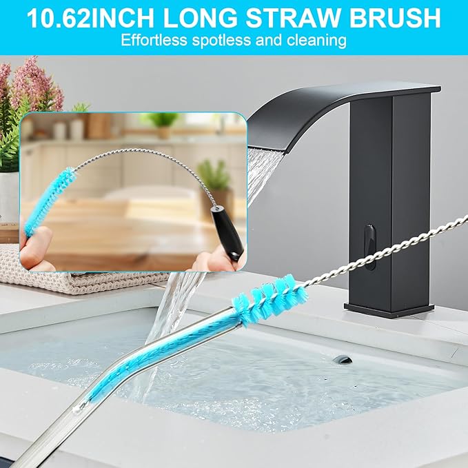 Water Bottle Cleaner Brush, Cup Cleaner Brush Set – 3-Pack 12.2” Stainless Steel Long Handle Brushes for Water Bottles, Baby Bottles, Coffee Cups, Flasks, Straws & Travel Tumblers