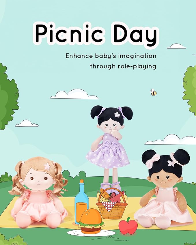 LeyaDoll Soft Baby Doll Toys (16''), My First Baby Rag Doll for 1 Year-Old Girl Birthday Gift, Christmas Plush Toys Gift for Toddler Kids Infants -Starlet Pink