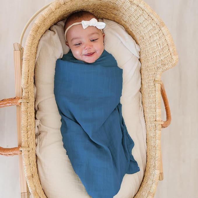 Viviland Muslin Swaddle Blankets, Breathable and Skin-Friendly Baby Receiving Blankets, 2-Pack Sun, 47 x 47 inches