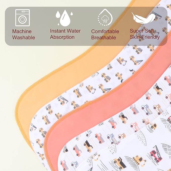 2-in-1 Burp Cloths and Baby Bibs - 6 Pack Large Super Absorbent Soft Cotton Burping Cloths for Spit Up, 3 Layers Thick Baby Burp Rags for Girls & Boys