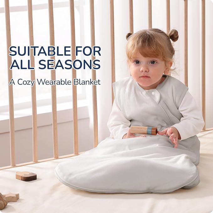 1.0 Tog 2.5 Tog Baby Sleep Sack, 100% Cotton Baby Sleeping Bag 3-24M, 2-Way Zipper Baby Wearable Blanket
