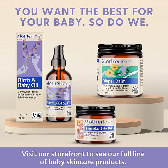 Motherlove Diaper Balm (4 oz) Organic Herbal Diaper Rash Cream—Cloth diaper Safe, Zinc Oxide- & Petroleum-Free