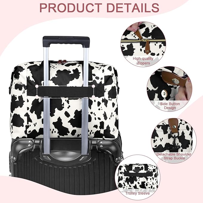 Diaper Bag Tote - Diaper Baby Bags with Pacifier Case, Shoulder Straps, Stroller Clips, Waterproof Large Mommy Maternity Bag Travel Baby Bag for Mom and Dad, Cowprint, Medium