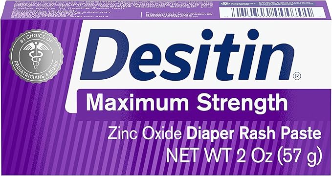 Desitin Maximum Strength Baby Diaper Rash Cream with 40% Zinc Oxide for Treatment, Relief & Prevention, Hypoallergenic, Phthalate- & Paraben-Free Paste, Travel Size, 2 oz (Pack of 6)