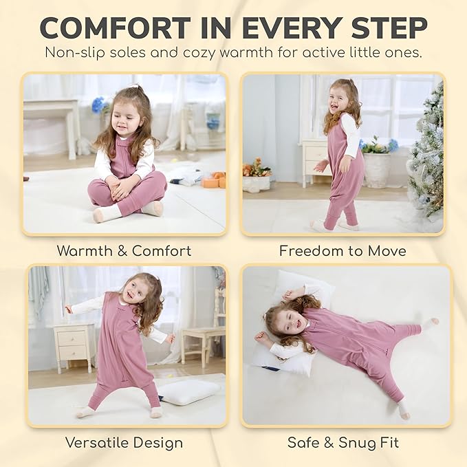 Mama Cheetah Toddler Sleep Sack with Feet 2T, 0.5 TOG Organic Cotton Baby Wearable Blankets with Legs, Baby Sleeping Bag for Walkers, Early Walker Medium