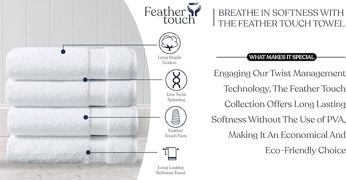 Delara Organic Cotton Luxuriously Plush Bath Towel Pack of 4 | GOTS & OEKO-TEX Certified | Premium Hotel Quality Towels | Feather Touch Technology|650 GSM Long Staple|Soft, Quick Dry & Ultra-Absorbent