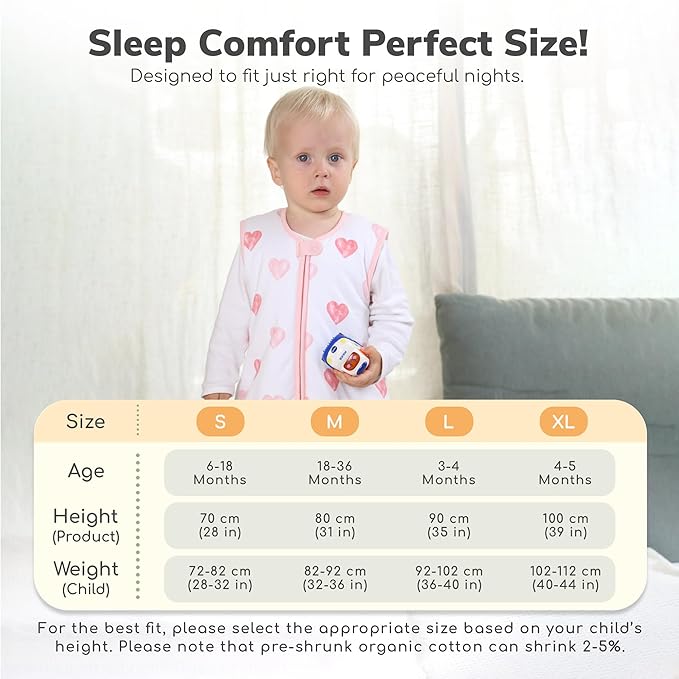 Mama Cheetah Toddler Sleep Sack with Feet 2T, 0.5 TOG Organic Cotton Baby Wearable Blankets with Legs, Baby Sleeping Bag for Walkers, Early Walker Medium