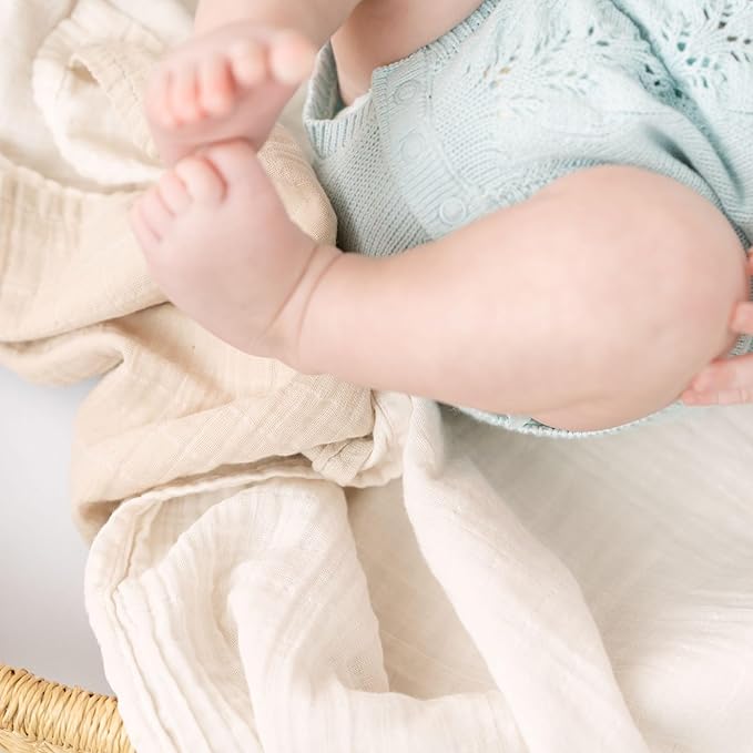 Crane Baby 100% Cotton Muslin Swaddle Blankets, Beach Life Starfish, Set of 3, 47" x 47", Swaddles for Newborns, Baby & Girls