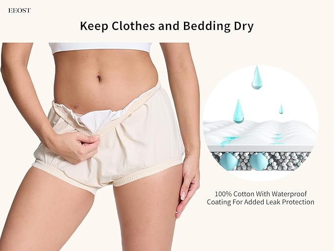 Women's Plastic Pants Incontinence Waterproof Cloth Diaper Cover Leakproof Rubber Underwear Alternative [Beige 3XL-arge]