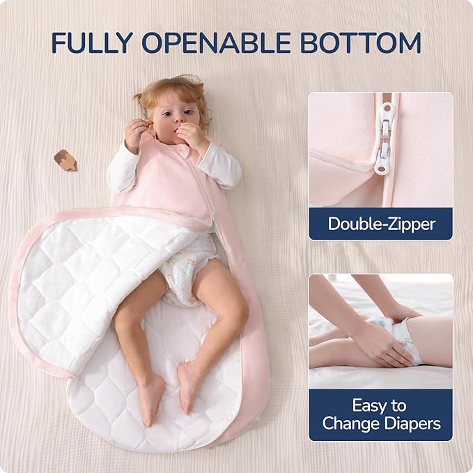 1.0 Tog 2.5 Tog Baby Sleep Sack, 100% Cotton Baby Sleeping Bag 3-24M, 2-Way Zipper Baby Wearable Blanket