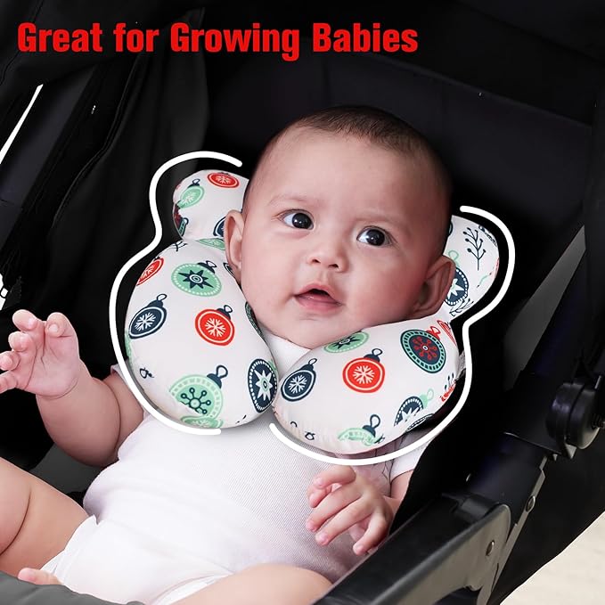 KAKIBLIN Baby Travel Pillow for Head and Neck, Upgraded Head Support Pillow, Baby Neck Pillows for Car Seat,Pushchair,Travel,(Cross)