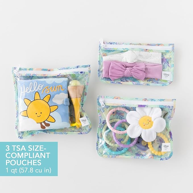 Bumkins - Waterproof Wet Bag & Clear Travel Bags - For Beach, Baby, Travel, Swim Suit, Cloth Diapers, Pump Parts, Pool, Gym, Toiletries - Reusable & Easy to Clean - Disney Stitch - 4 Pack