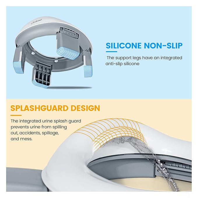 Orzbow Portable Potty Training Toilet for Boys and Girls with Storage Bag - Foldable Travel Potty Chair, Toddler Potty Seat for Indoor and Outdoor, Easy to Clean, Includes Free 40pcs Travel Bags, Gray