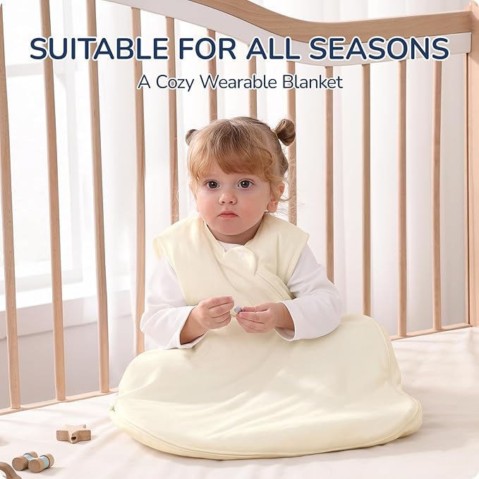 1.0 Tog 2.5 Tog Baby Sleep Sack, 100% Cotton Baby Sleeping Bag 3-24M, 2-Way Zipper Baby Wearable Blanket