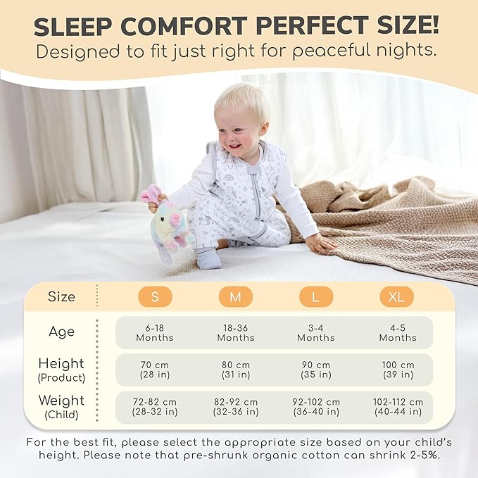 Mama Cheetah Toddler Sleep Sack with Feet 2T, 2.5 TOG Organic Cotton Baby Sleeping Bag with Legs, Baby Wearable Blankets for Walkers w/ 2-Way Zipper, Baby Sleep Sack for Girls Boys, Medium