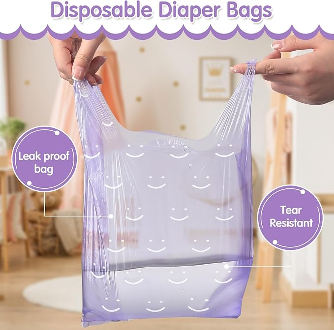 Colarr 1600 Count Baby Disposable Diaper Bags Scented Diaper Sacks with Tie Handle Disposal Trash Sacks Pet Dog Poop Cat Litter Clump Waste Bags Refill(Purple)