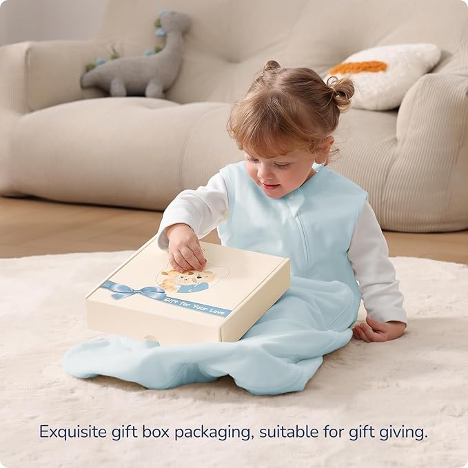 1.0 Tog 2.5 Tog Baby Sleep Sack, 100% Cotton Baby Sleeping Bag 3-24M, 2-Way Zipper Baby Wearable Blanket