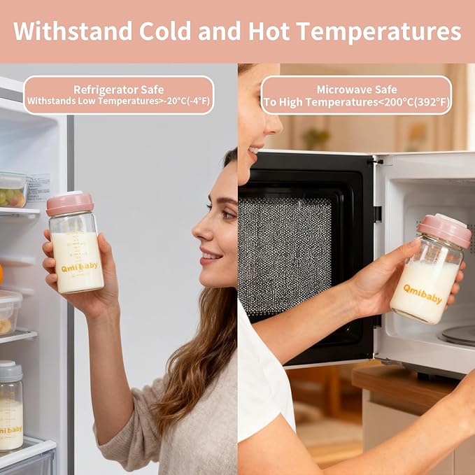 Breast Milk Storage Bottles 180ml 6oz BPA-Free Leak-Proof Nautral Baby Bottle for Breastmilk Storage Wide Neck Bottles with Screw Ring Sealing Disk Breastfeeding (Pink, 180ml-2Packs)