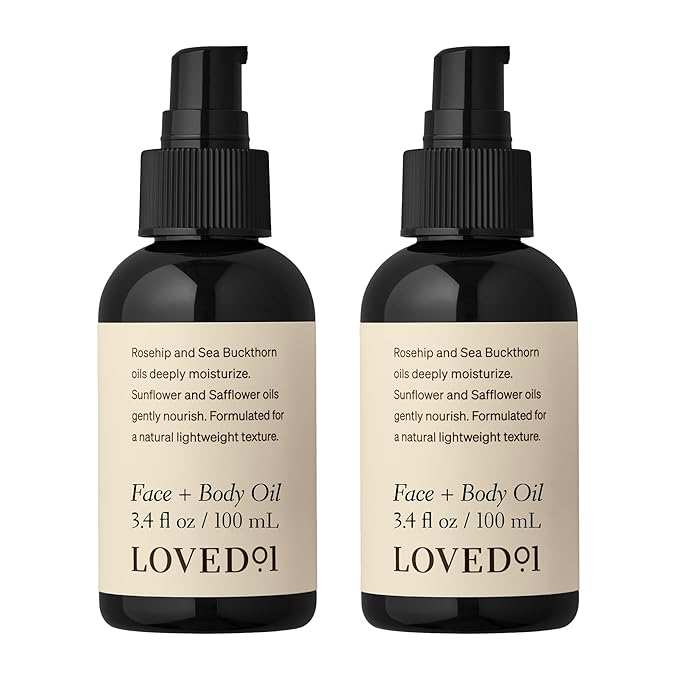 Loved01 Face & Body Oil, John Legend Skincare, Daily Hydration, Lightweight & Non-Greasy Formula with Vitamin E & A, Serum for Scars & Stretchmarks, 2-Pack (3.4 oz each)