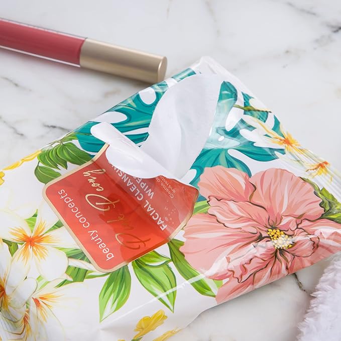 Nicole Miller Pack Facial Cleansing Wipes, Facial Cleansing Cloths, Removes Makeup, Mascara, Dirt and Oil, Peony, Coconut Mint, Rose, Shea Butter