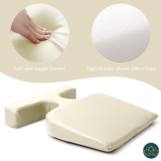 EASY SPA Massage Table Breast Pillow Upgraded for Larger Bust Sizes(AA-С+), Wedge Cushion, Comfort Bolster Wedge, Prone Pillow (Cream White) for Sleep or After Surgery