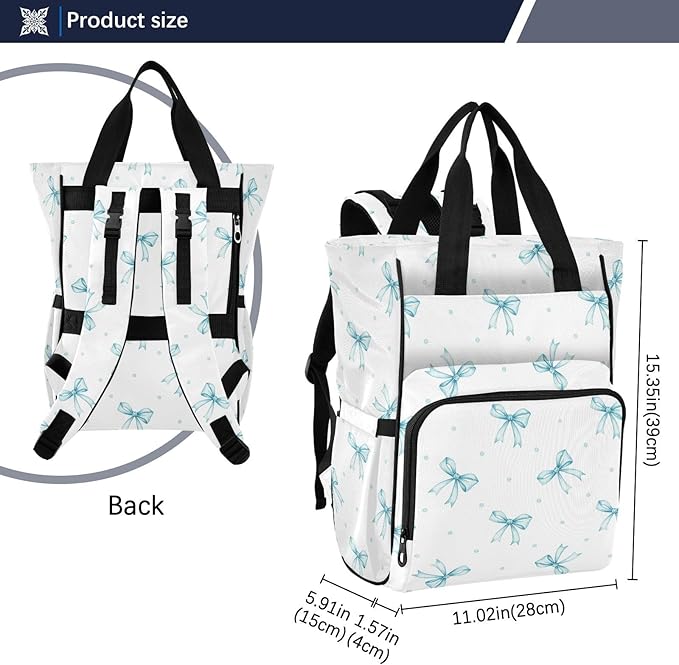 Emelivor Delicate Bow Dot Diaper Bag Backpack Large Capacity Travel Baby Bags Backpack Diaper Bags for Boy Girl Mama Travel Mom Dad
